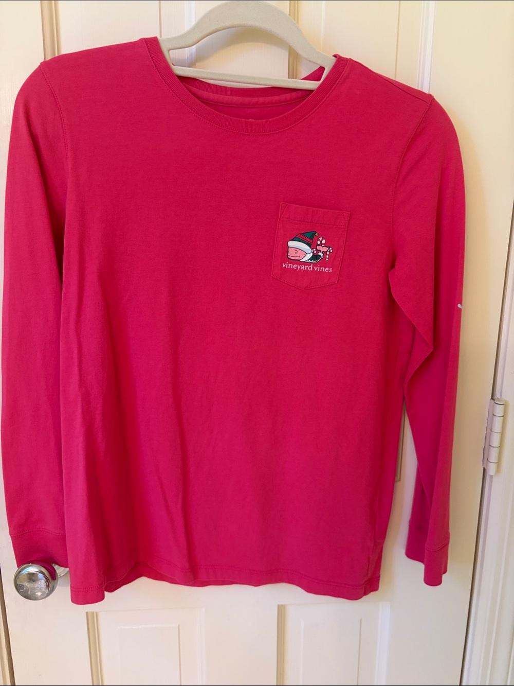 Vineyard Vines Hot Pink Long-Sleeve Pocket Tee